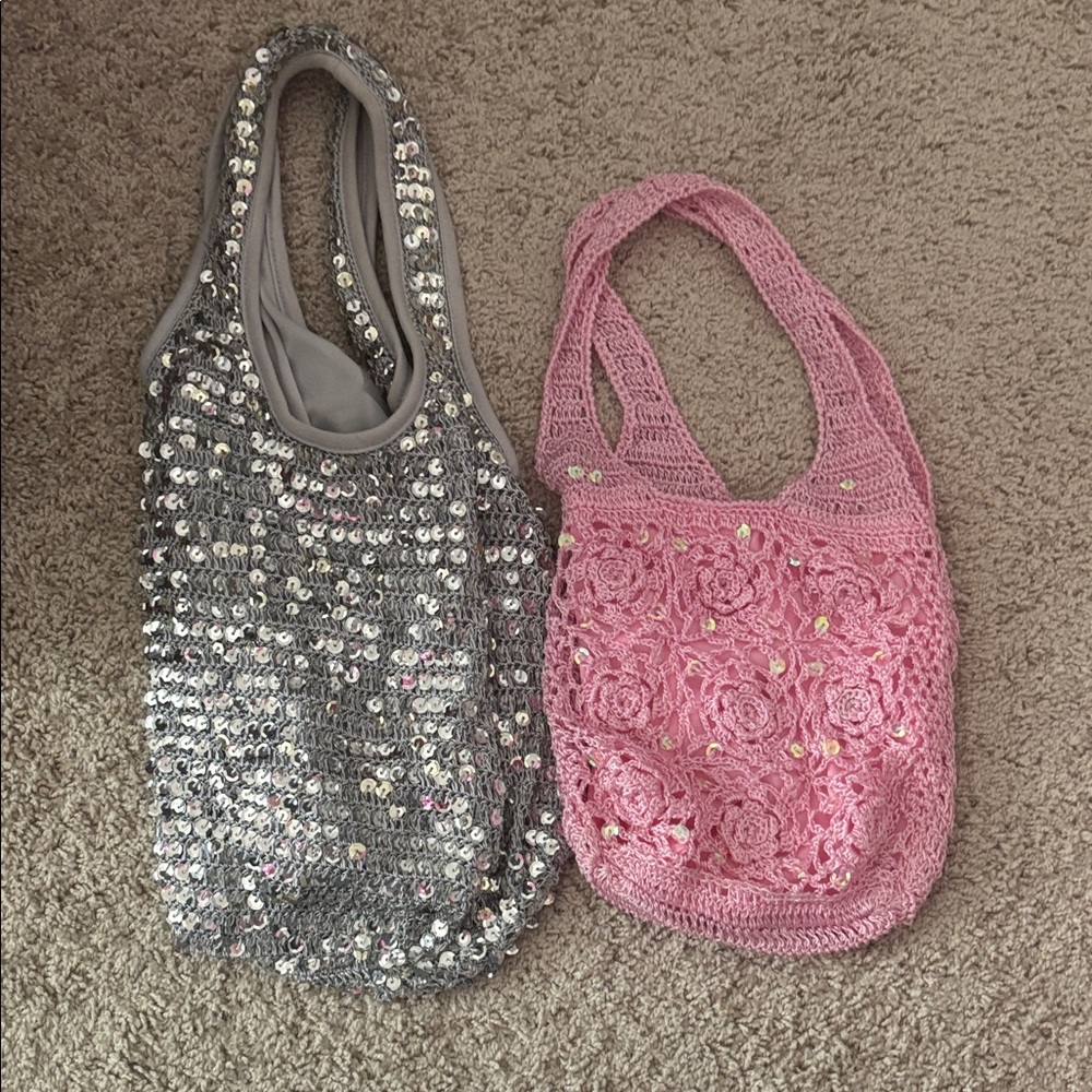 Y2K silver and pink purses